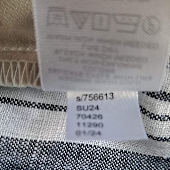 LOFT Pants Striped Linen Pull On Wide Leg Palazzo Deep Space Gray Size XXL (NWT) - Picture 15 of 15